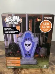 4 1/2' Gemmy Airblown Inflatable Short Circuit Skull "The End Is Near" Tombstone