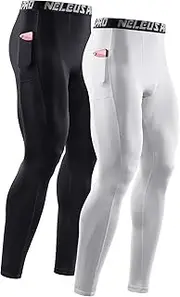 [Neleus] Men's Dry Fit Compression Baselayer Pants Running Tights Leggings with Phone Pocket