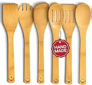 Bamboo Wooden Spoons For Cooking 6Pcs – Eco-friendly Wood Kitchen Utensils Set - Heat-resistant Wooden Utensil Set For Nonstick Cookware, Lightweight Spatula Set, Ideal Mothers Day Gifts