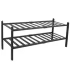 2-Tier Bamboo Shoe Rack Stackable Small Shelf - Natural - One size