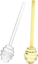 PRETYZOOM 2Pcs Reusable Glass Mixing Stick for Honey Jams and Syrups Easy to Clean Honey Stirrer with Long Handle for Comfortable Grip for Kitchen and Party Favors