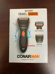 CONAIR MAN Hair Beard Compact BATTERY WET/DRY Twin Foil Blades TRAVEL SHAVER