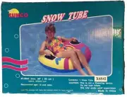 Vintage Sunco Snow & Sun Tube 39” Inflatable Sled & Float w/Handles NOS 1992