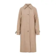 [Akris] Akris-Camel Multicolor Wool Flannel Coat-Donna 40 IT