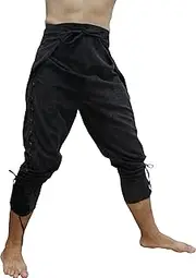 [Svenine] French Button Leg Calf Tied Wrap Waist Renaissance Breeches Cottons