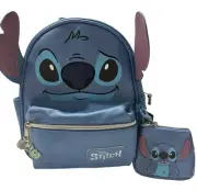 STITCH Blue Character MINI BACKPACK & Coin Purse SET NWT