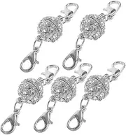 SHINEOFI 5pcs Jewelry Magnetic Clasps for Necklaces Large Lobster Clasp 8mm Round Bead Fashionable Necklace Fasteners for Magnetic Jewelry DIY Keychain Connectors