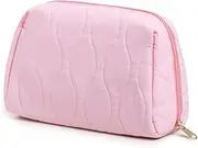 Makeup Bag, Travel Cosmetic Bag, Make Up Organizer Case, Travel Toiletry Organizer, Wide-Open Pouch Purse, Cute Makeup Brushes Aesthetic Accessories Storage Bag for Women (Pink)