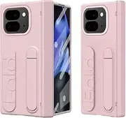 Smartphone Flip Case Compatible with Google Pixel 9 Pro Fold Screen Protector Case, Full Body Protective Case W Adjustable Kickstand+Finger Strap Handheld Design Shockproof Flip Slim Phone Case Drop S