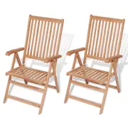 Reclining Garden Chairs 2 Pcs Teak