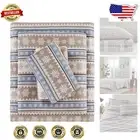 Luxury King Size Flannel Sheets - Blue Snowflake Print, Fits 14" Mattress