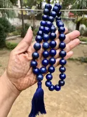 14 mm Rnd 54+1 Beads 36" Original Lapis Lazuli Jaap Rosary, Japa Mala Energized