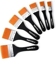 Lightwish Set of 7 Flat Paint Brushes for Applying Gesso Acrylic Paint Oil Paint Watercolor