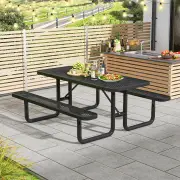 CostwayOutdoor Picnic 184cm Table and Bench Set for 8-Black