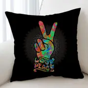 Love Peace over Dark Mandala Cushion Cover