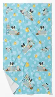 Black White Papillon in Bathtub Bath Towel Large Oversized Plush Fitness Body