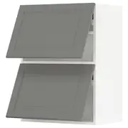 METOD wall cabinet horizontal w 2 doors, white/Bodbyn grey, 60x37x80 cm