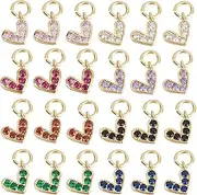 [Beebeecraft] 1 Box 24Pcs Mini Love Heart Charms 18K Gold Plated Dangle Cubic Zirconia Pendant Charms Craft Supplies for DIY Jewelry Making, 18K Gold Plated Brass Cubic Zirconia, Cubic Zirconia
