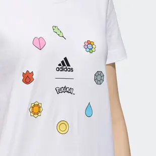 Adidas Pokemon 女裝 短袖上衣 大童 純棉 寶可夢 關都徽章 白【運動世界】GN3003