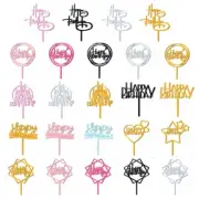 10pcs Acrylic Happy Birthday Cake Toppers Restaurant Dining Table Dessert Decor