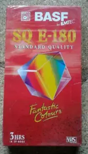BLANK VHS video cassette **SEALED** BASF / EMTEC SQ E-180 (3 hour) German made