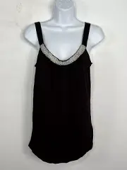 DKNY Womens Top Sz M Purple White Sequin Scoop Neck Trim Tank New