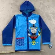 Thomas the Tank Engine Rain Slicker Jacket Boys Size M/L Hooded Blue NWT