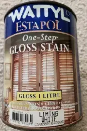 Wattyl Colourwood Gloss 1 Step Stain n Varnish Liming White Interior 1 Litre