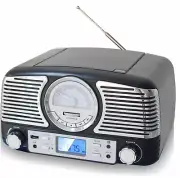 TECHPLAY QT62BT BK BLUETOOTH RETRO SHELF STEREO CD AM FM RADIO USB CLOCK BLACK