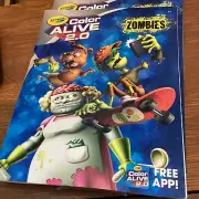TWO CRAYOLA COLOR ALIVE 2.0 ZOMBIES COLORING BOOKS WITH CRAYON PACK ATTACHED