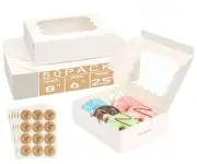 50Pcs 8x6x2.5 Cookie Boxes White Bakery Boxes for Baked Goods Cookies Pastry ...
