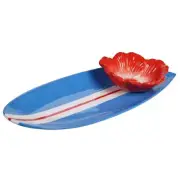 Surfboard Flower 28122 Salsa Chip 'N Dip Ceramic Server By the Sea Blue 18" L