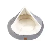 Hooded Corduroy Snookie Pet Nest (Dove Grey)- Medium