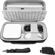 [Geekria] Desktop Computer Hard Shell Travel Carrying Case, Compatible with Apple 2024 Mac mini M4 / Mini M4 Pro, Fit for Magic Keyboard, Mouse, Trackpad and Accessories (Dark Gray)