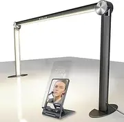 STOLAS Half Moon Light for Nail Desk with Phone Holder, 14 inch Height 3 Modes 3000K-6000K Dimmable LED Light, Desk Lamp for Nail Tech (Black)