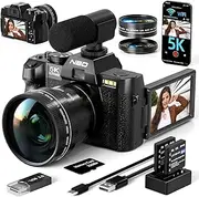 NBD 5K Digital Cameras for Photography 48MP Autofocus Vlogging Video Camera for YouTube with 32GB TF Card & 2 Batteries,16X Zoom Anti-Shake, Wide Angle & Macro Lens MC-S110-QT-US-2506 Father (Black)