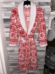 Womens Lights Off Sherpa Christmas Red And White Robe Size Medium New