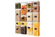 ZUNI Dry Food Storage Canisters Containers with Lids BPA Free Plastic 16 PCS