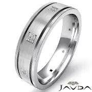 Mens Flat Princess Diamond Eternity Wedding Band Edge Ring 14k White Gold 0.17Ct