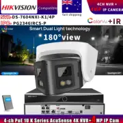 Hikvision Compatible 180view 4MP Color Ip Camera+DS-7604NXI-K1/4P Systems Lot