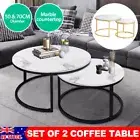 Set of 2 Metal Wrap X Base Nesting Coffee Table Stacking LivingRoom Accent Table