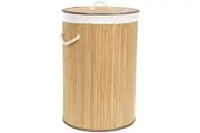 Compactor Round Natural Bamboo Laundry Hamper with Removable Liner 60cm x 40cm