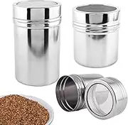 Powder Sugar Duster,Powdered Sugar Dispenser for Coffee - Stainless Steel Container Kitchen Cooking Equipment for Tea Cake Bread Pastry Pancakes Coffee
