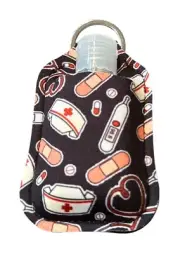 Nurse Hand Sanitizer Holder Keychain Neoprene Medical Doctor W/Empty Bottle Gift