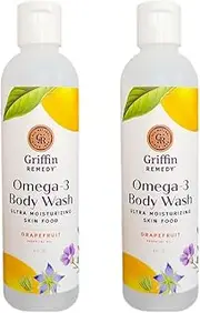 Griffin Remedy Omega - 3 Body Wash - Grapefruit Essential Oils and Organic MSM, Creamy, Moisturizing, All-Natural, Paraben-Free, Sulfate-Free 8 fl oz (Pack of 2)