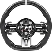 Car Carbon Fibre Steering Wheel Compatible With Benz AMG A-Class C-Class E-Class W204 W205 W212 W213 W221 W222 E63 E63S E63 S63 C63(Carbon Fiber)