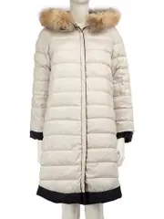 Navy & Ecru Reversible Raccoon Fur Parka