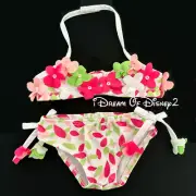 Build-A-Bear WHITE 3D FLORAL BIKINI BATHING SUIT Teddy Summer 2 PC Swim Clothes