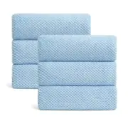 Ultra Soft Towel Set of 6, Blue Microfiber Big Bath Towel Sheets 28x55 Inches,