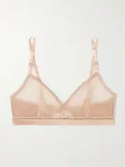 [Eres] Eres - Diva Satin-trimmed Stretch-tulle Soft-cup Triangle Bra - Blush - 75B 75B Pink